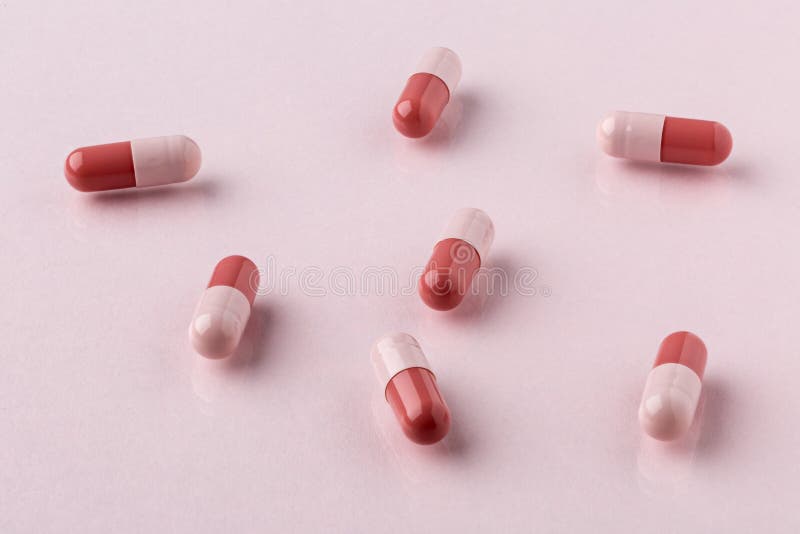 Drug Brown Capsules Scattered on the Table Stock Image Image of heap
