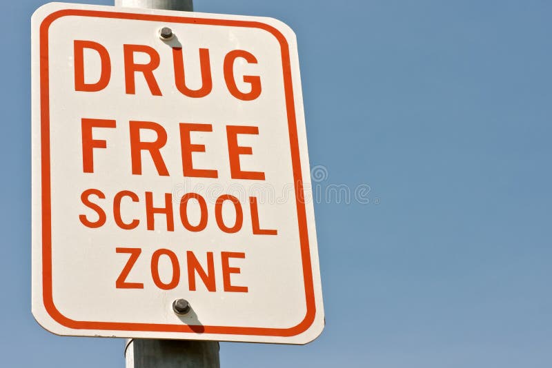 Drug Free School Zone Sign stock images