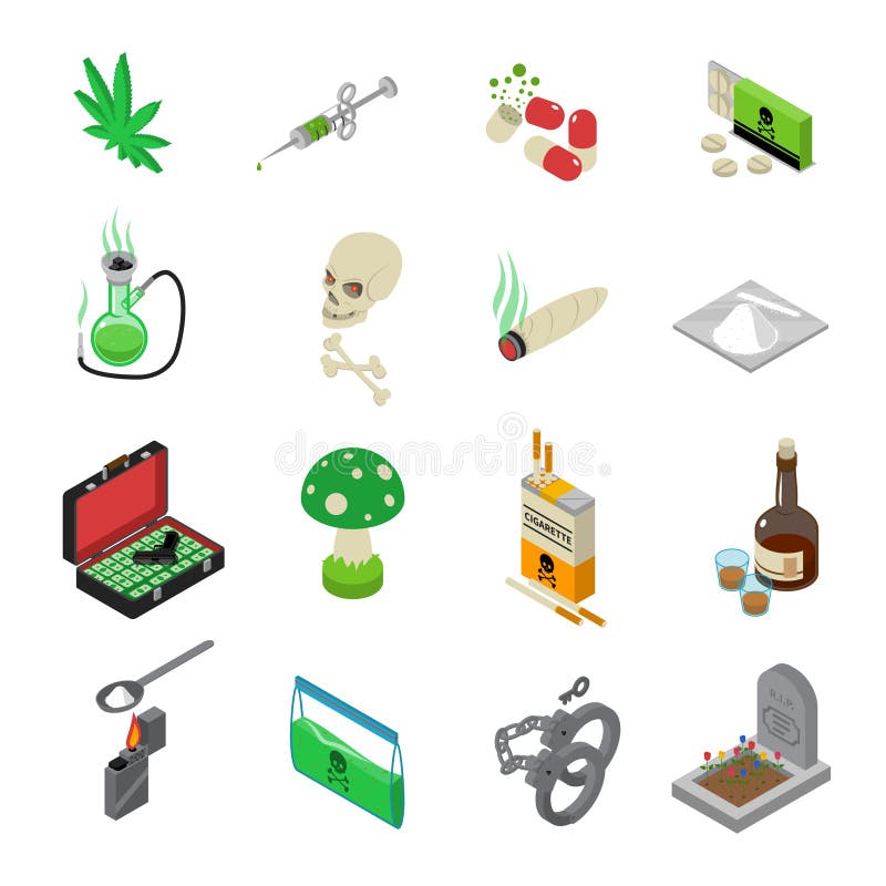Drugs Icons Flat stock vector. Illustration of addiction - 44536437