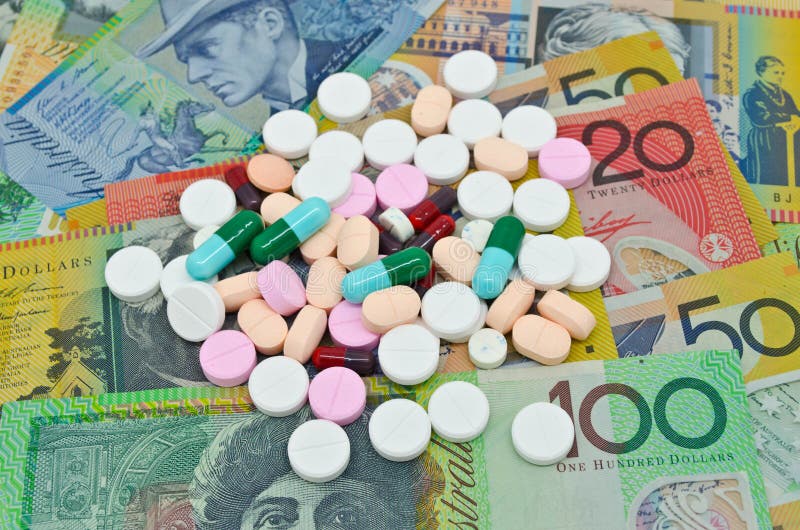 lot of drugs on money background can be shown for how much we spend on drugs expense