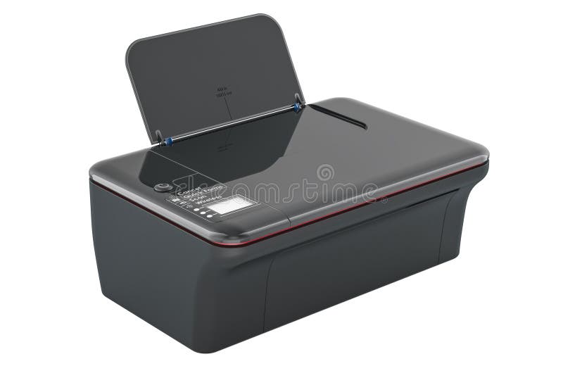 Drukarka atramentowa. renderowanie drukarki wielofunkcyjnej mfp 3d atramentu kjet. renderowanie drukarki wielofunkcyjnej mfp 3d atramentowej w białym tle.