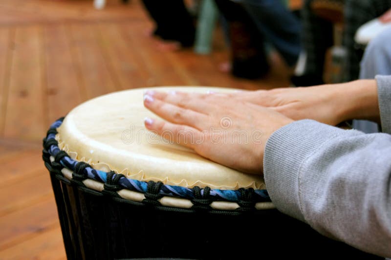 Drum circle woman hands