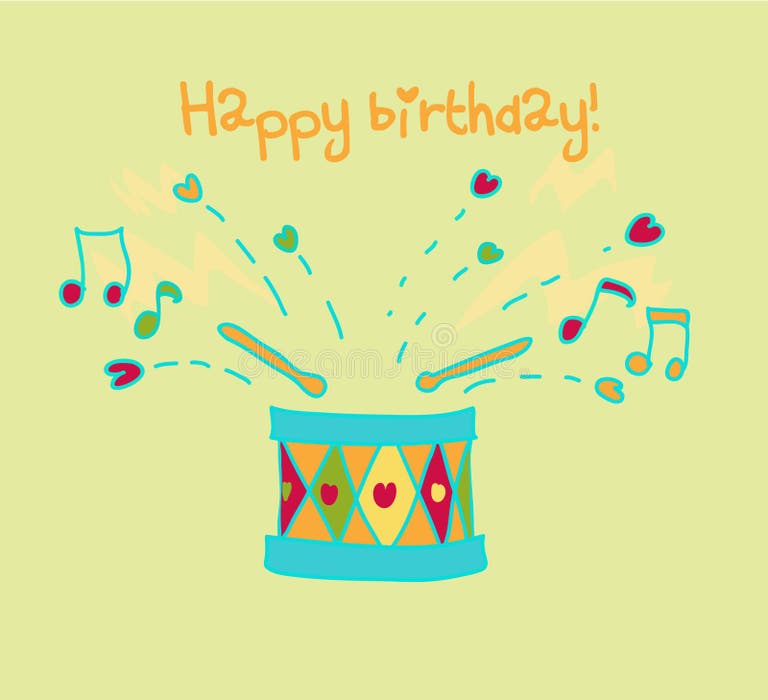 Drum Happy Birthday Card Stock Illustrations 421 Drum Happy Birthday