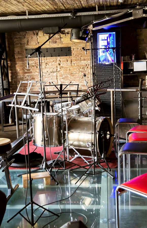 Drum Set for Musicians in Loft Style Interior Stock Photo Image of