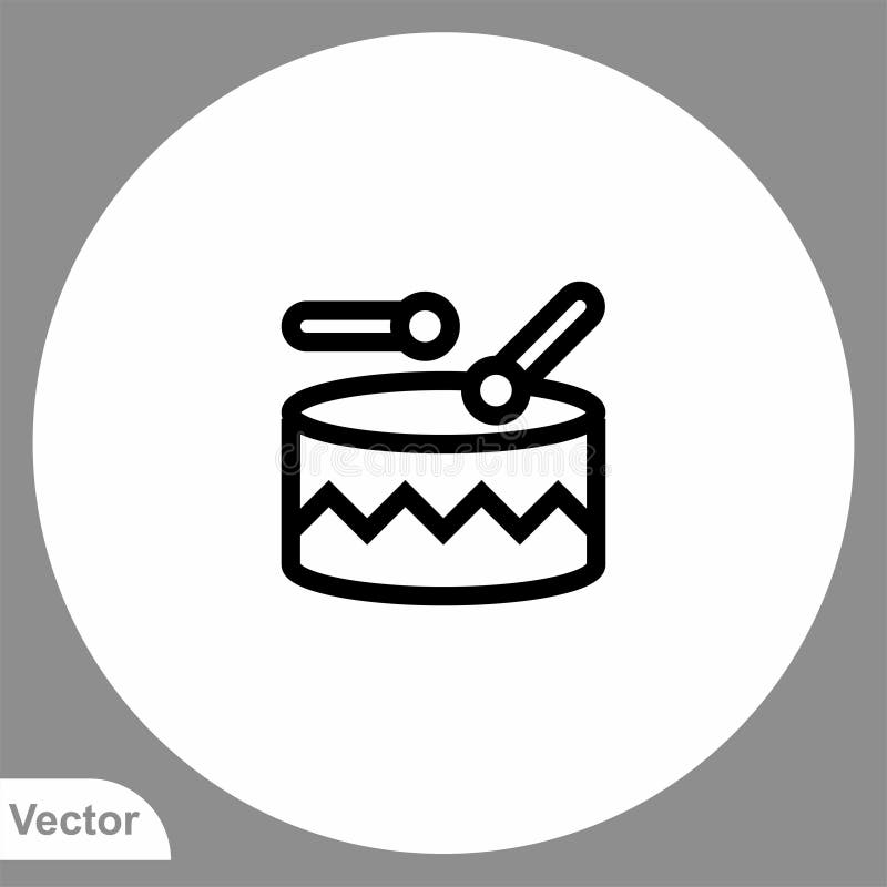 Drum Vector Icon Sign Symbol Stock Vector Illustration of element