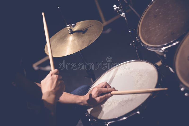 Drummer playing drums royalty free stock photography Drummer playing drums royalty free stock photography