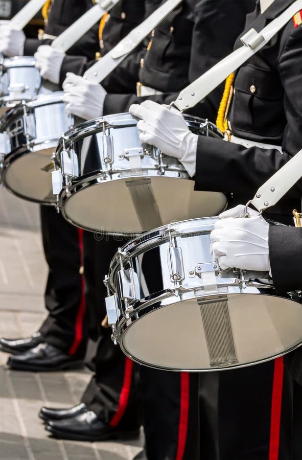 Drummers of army orchestra at the festival of military brass bands. Drummers of army orchestra at the festival of military brass bands