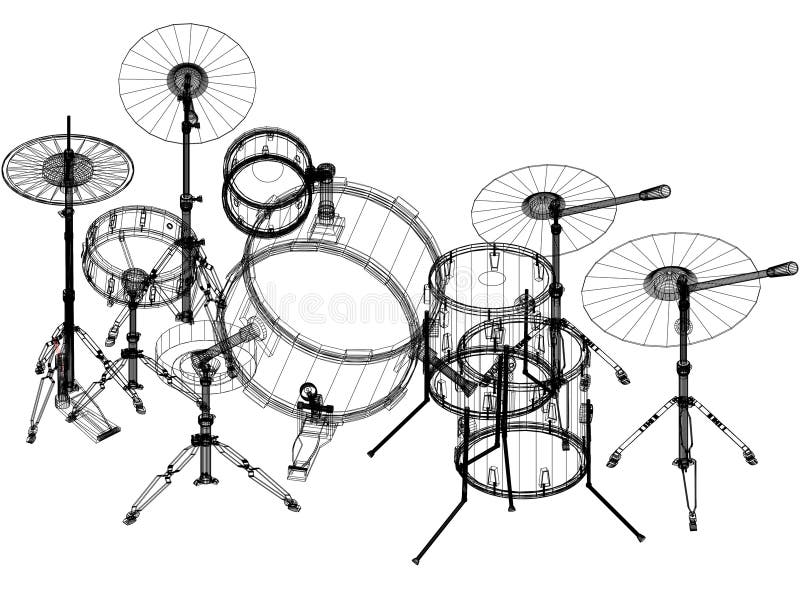 Drums Architect Blueprint Isolated Stock Illustration Illustration