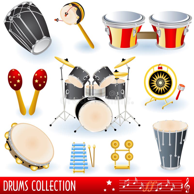 Drums music collection royalty free illustration