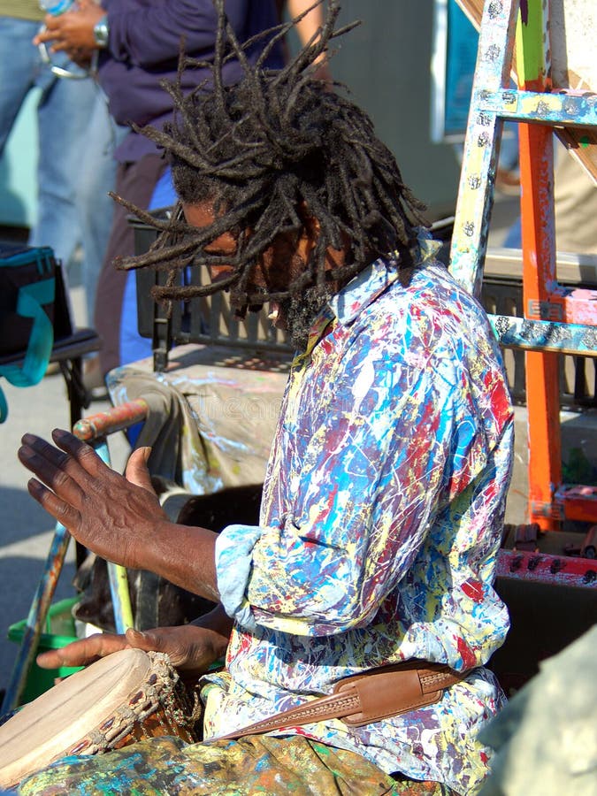 Street performing drummer. Street performing drummer