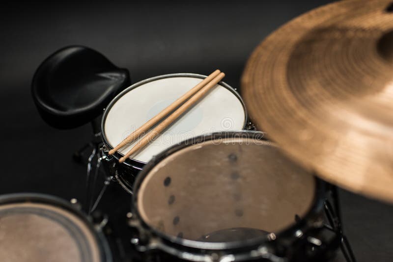 Drums Set for Hard Rock Concert on Stage Stock Photo Image of objects, darkness 93487790
