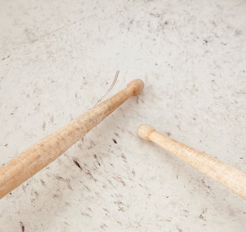 Drumsticks on used drum stock image. Image of concert 51153009