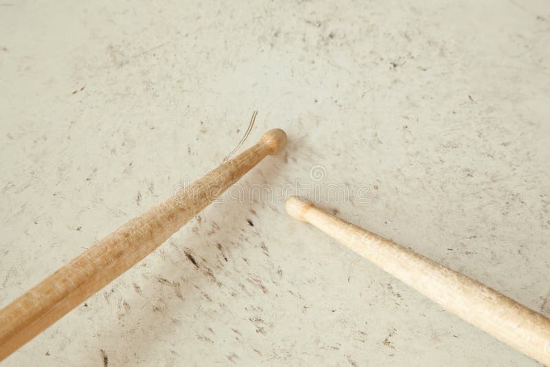 Drumsticks on used drum stock photo. Image of skin, concert 51153046
