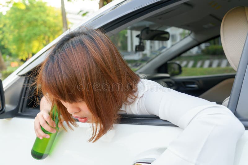Drunk Asian Woman Feels Dizzy After Too Much Drinking Alcohol An Stock Image Image Of Holding