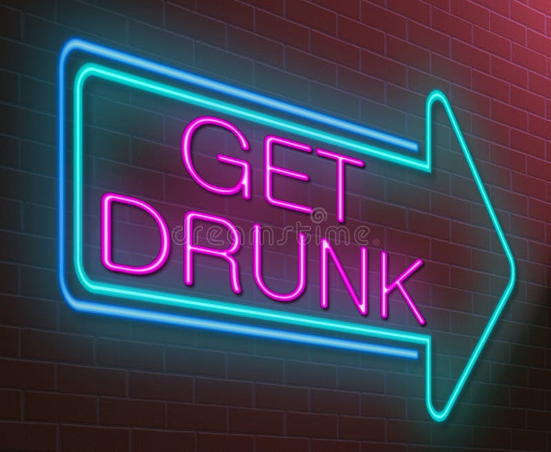 Illustration depicting an illuminated neon sign with a drunk concept.