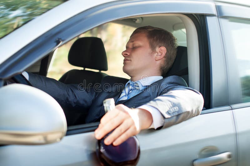 Drunk Driver Fell Asleep at the Wheel of the Car Stock Photo Image of