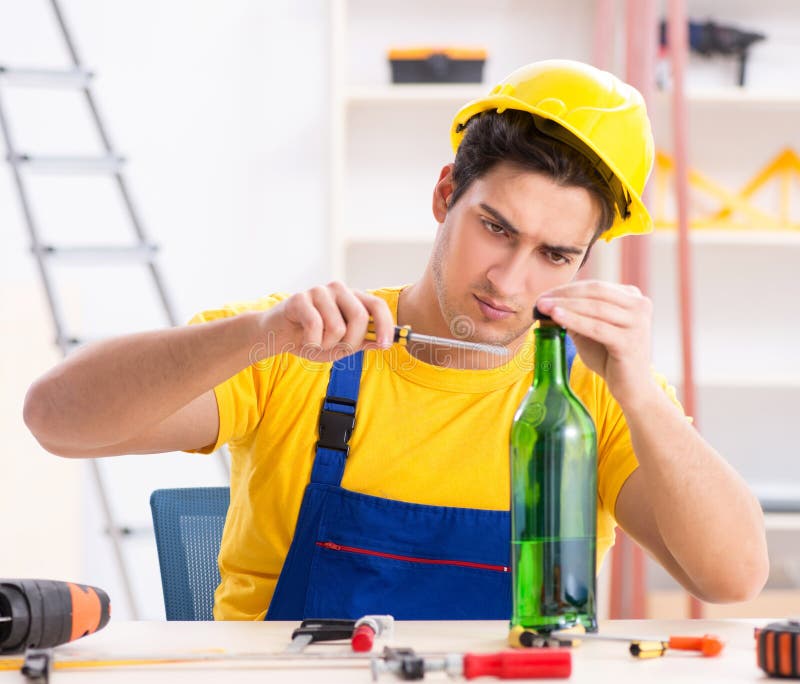 Drunk Engineer Working in the Stock Photo Image of