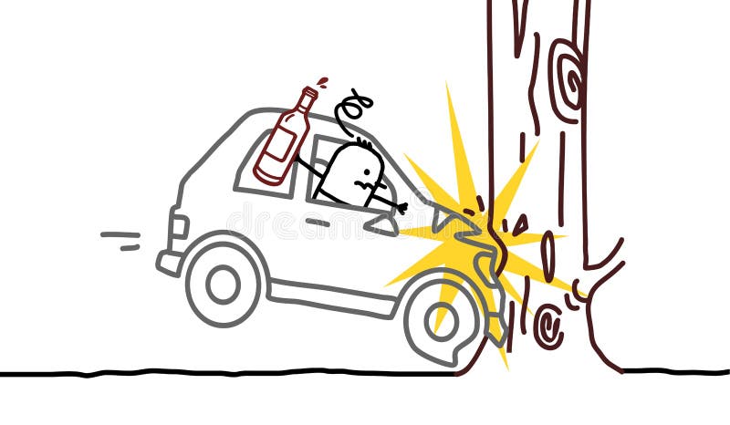 drunk car crash cartoon