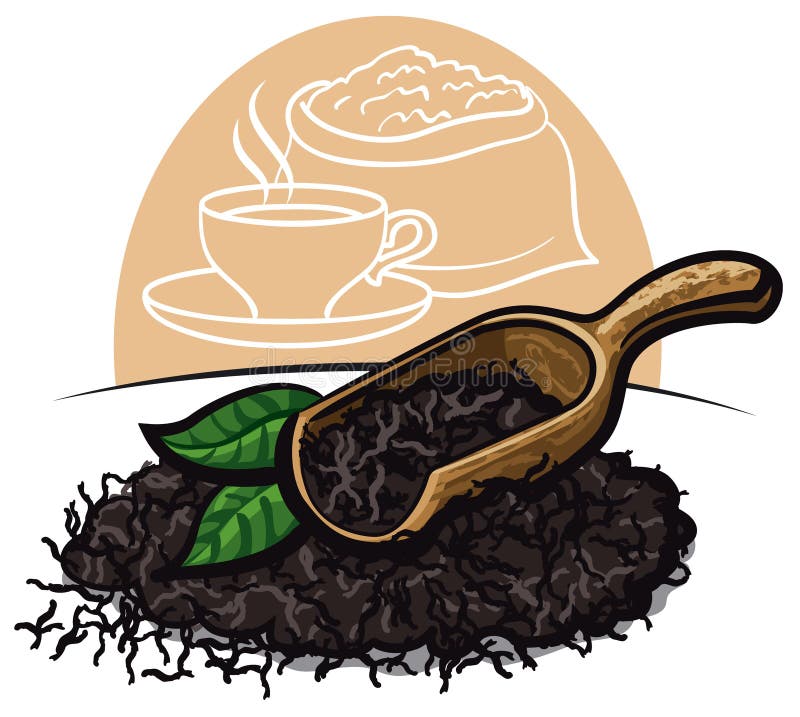 Dry black tea leaves stock illustration. Illustration of pekoe 29313736