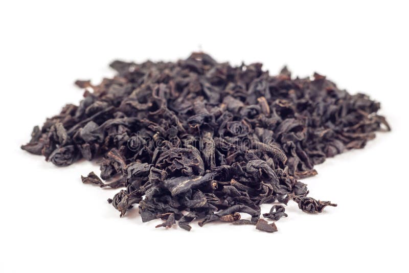 Dry Black Tea Leaves Isolated on White Background Stock Image Image