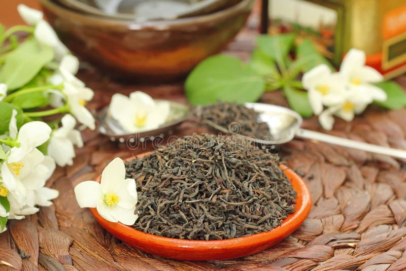 Dry Black Tea Leaves with Jasmine Stock Image Image of indian