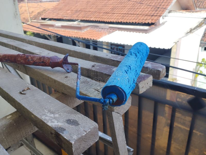 Dry Blue Wall Painting Brush Stock Photo Image of brush, blue 262898046