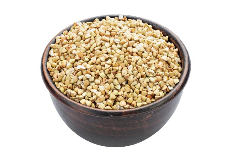 Dry Buckwheat in Ceramic Bowl Isolated on White Stock Photo Image of