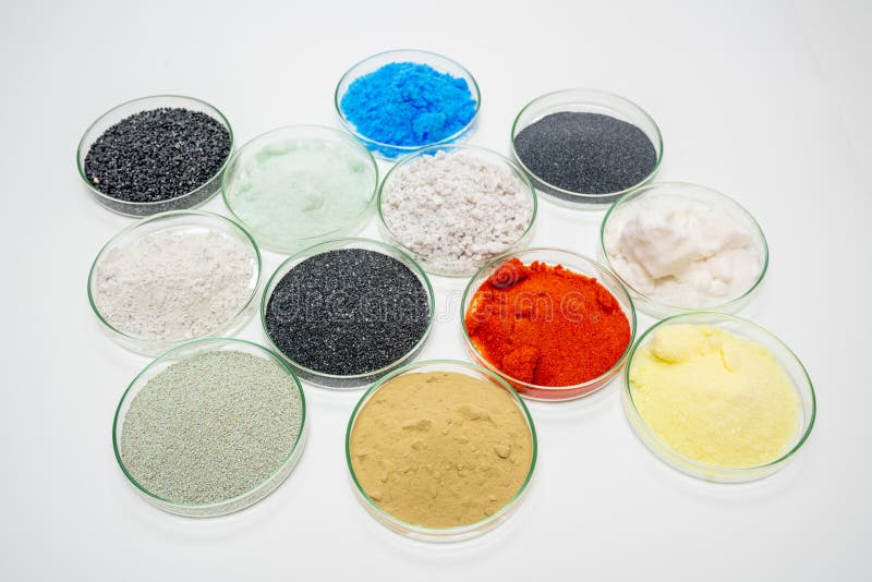 Dry bulk chemical elements stock image. Image of science 183242235