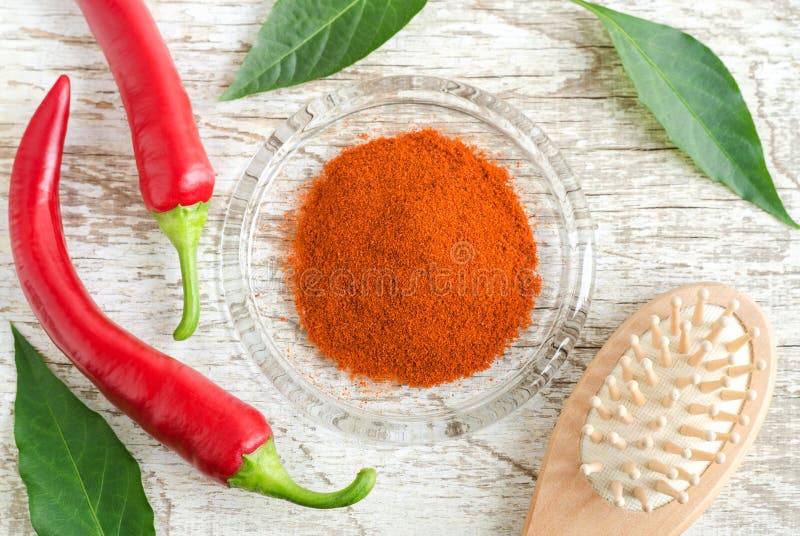 Dry Chili Pepper Powder, Olive Oil and Fresh Red Chili Peppers for  Preparing Diy Hair Mask Against Hair Loss. Stock Photo - Image of  ingredient, herbal: 131581360