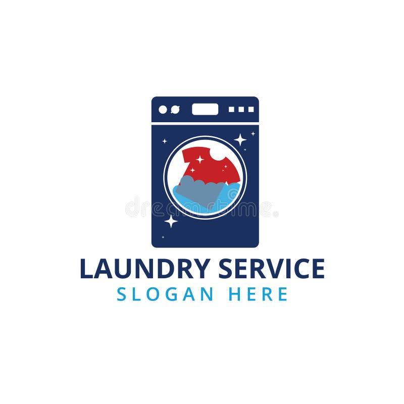 Dry and Clean Laundry Service Vector Logo Design Stock Illustration