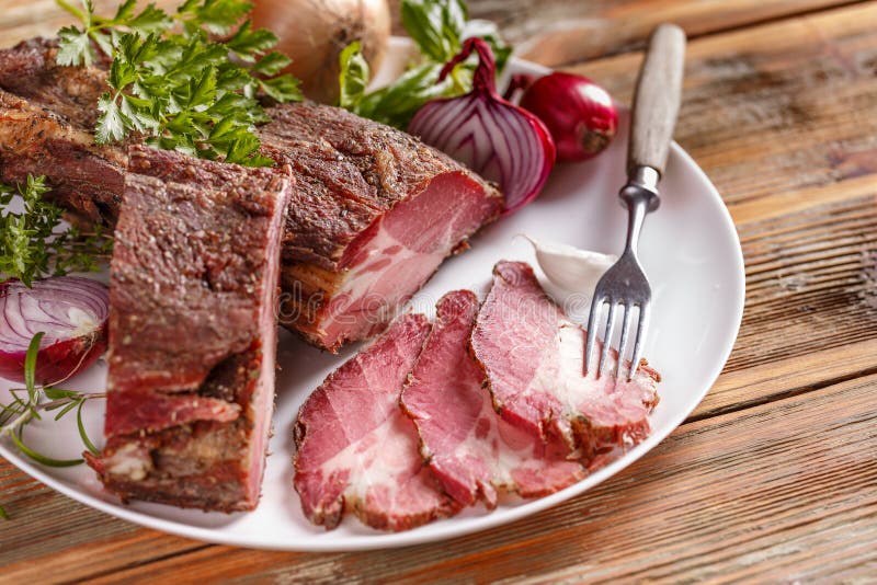 Dry cured pork neck stock photo. Image of pork, cured 78032162