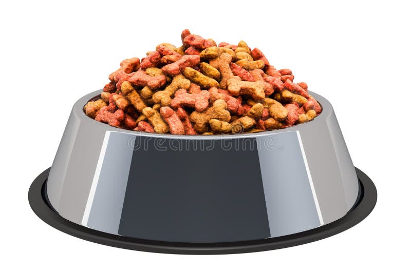 Wet dog food or cat in bowl, 3D rendering Stock Illustration