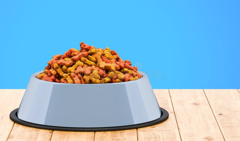 Wet dog food or cat in bowl, 3D rendering Stock Illustration