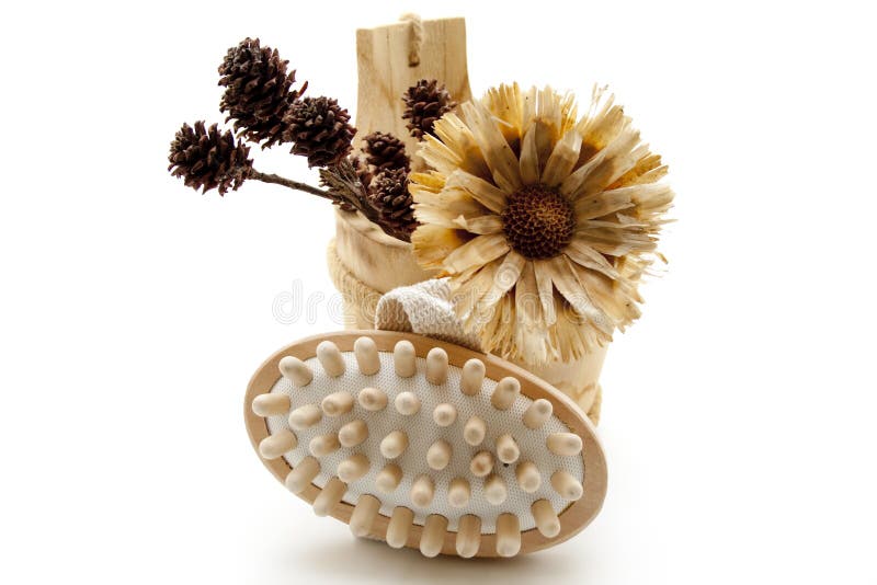 Dry flowers and massage brush