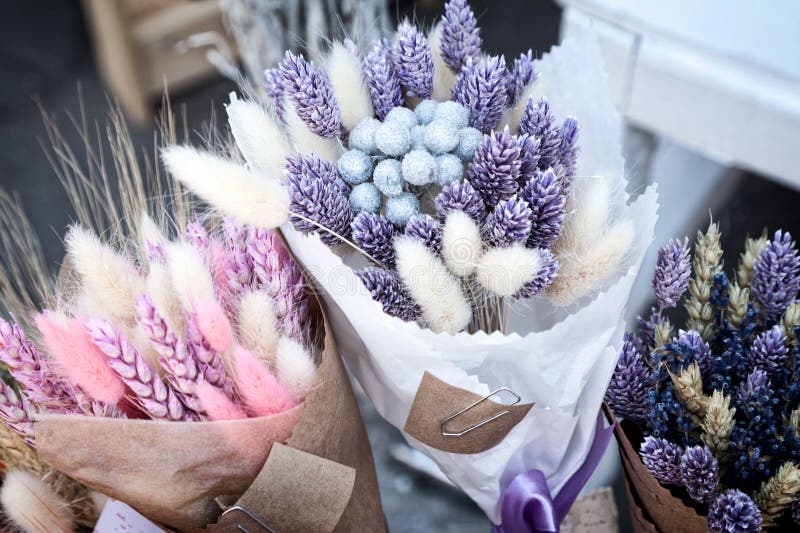 Dried Lavender with Purple Bunny Tail