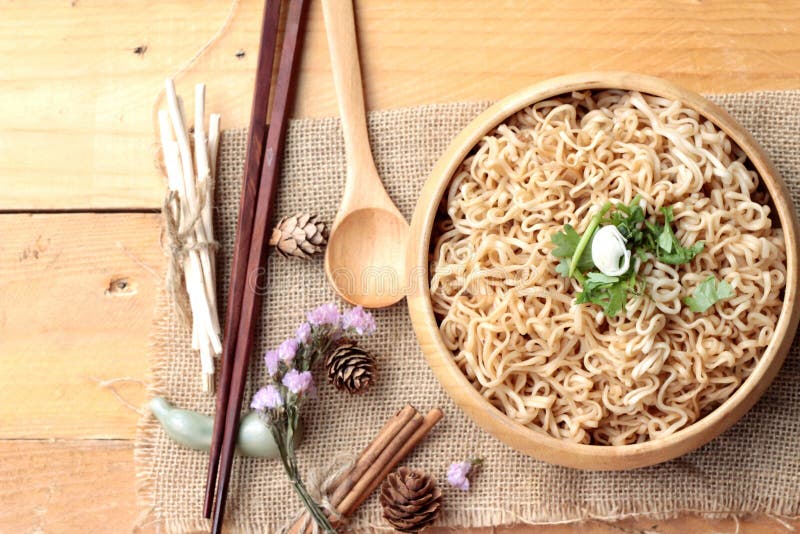 Dry Instant Noodles Cooked With Vegetables. Stock Photo Image of