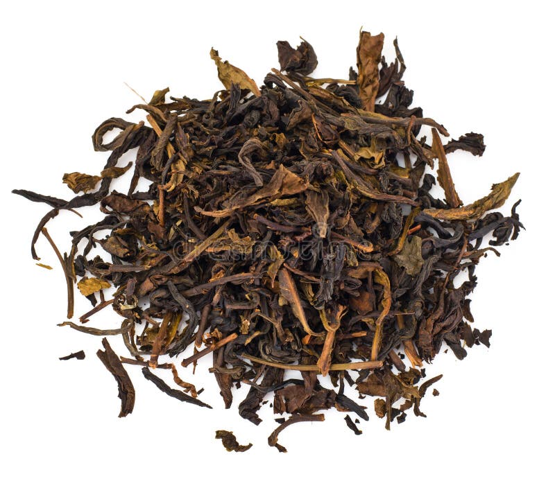 Dry Leaves of Green Tea Isolated on White Background Stock Photo