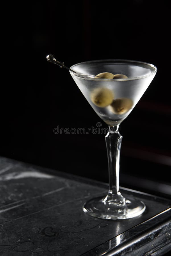Dry Martini Cocktail on a Bar Desk. Black Background Stock Photo Image of lounge, iced 131428254