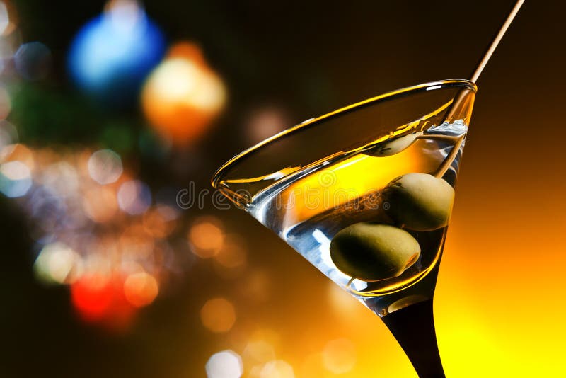 Dry martini with olives