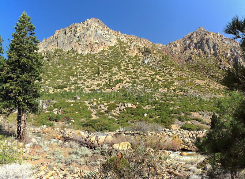 Eastern Sierra Nevada, Dry Mountains and Clear Mountain Stream at