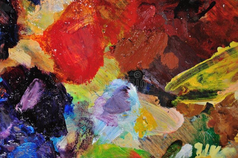 Palette with oil paint stock image. Image of background - 24882763