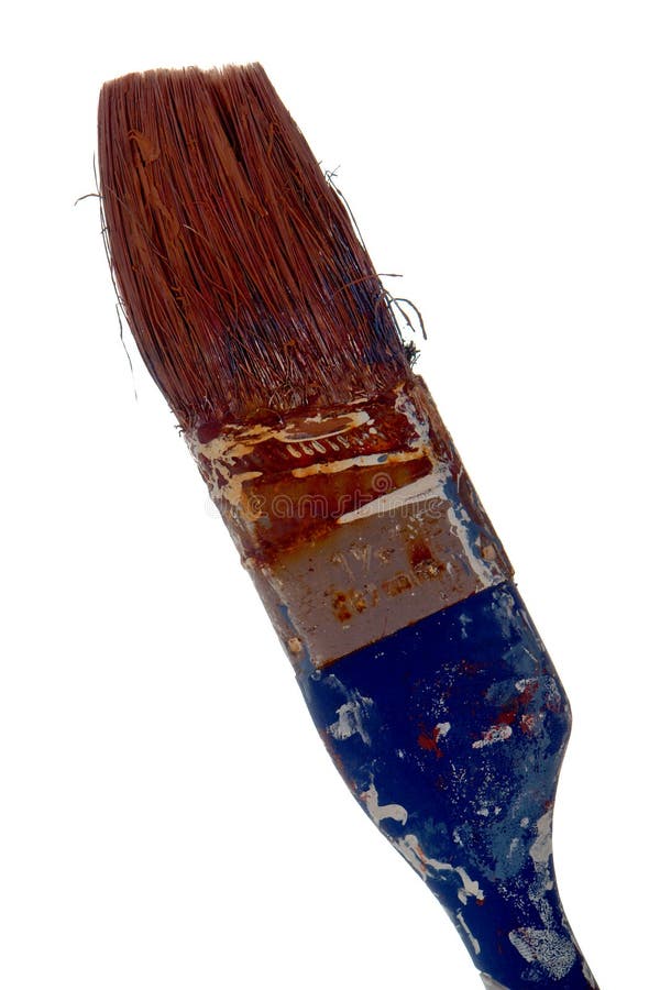 Dry Paint on Old Used Brush Isolated on White Stock Photo Image of