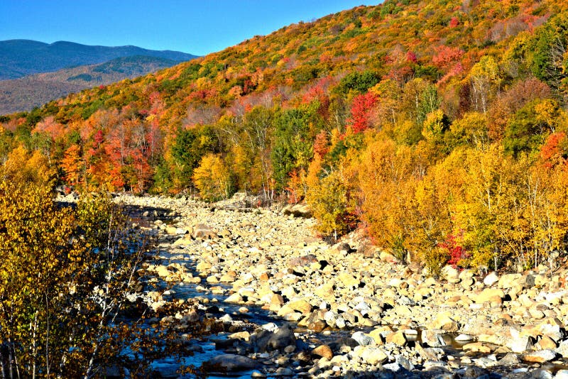 A Dry Rocky River Thru An Autumn Mountain Forest Stock Image Image of
