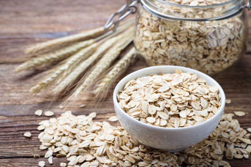 Dry Rolled Oat Flakes Oatmeal Stock Image - Image of dieting, brown ...