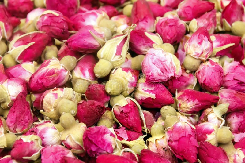 Dry Rose Buds, Healthy Herbal Tea Background. Stock Photo Image of