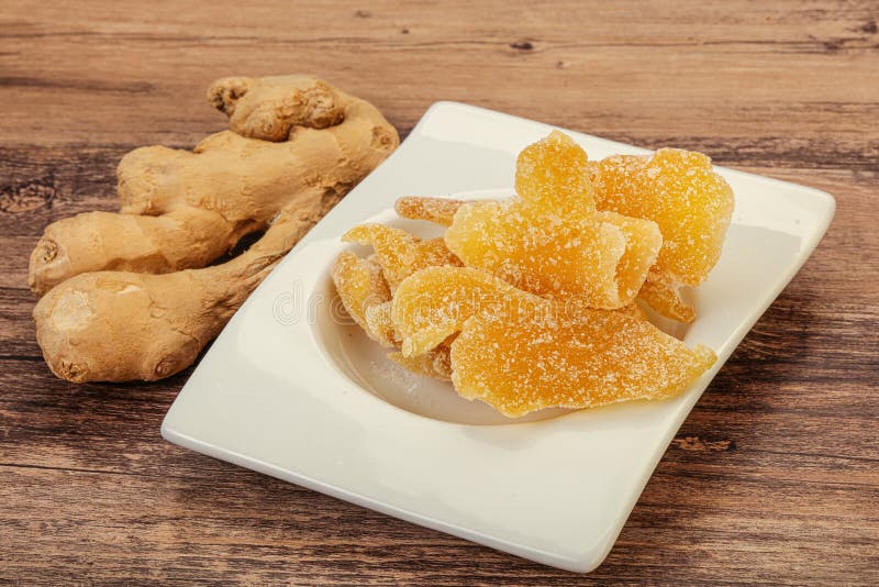Dry Sweet Ginger in the Bowl Stock Image Image of food, spice 193910651