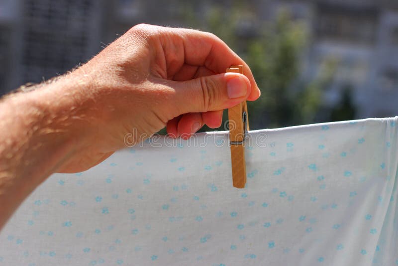 Drying Clothes Under the Sun in Summer Stock Photo Image of line