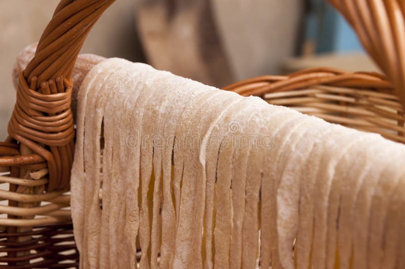 Drying handmade homemade pasta stock photography