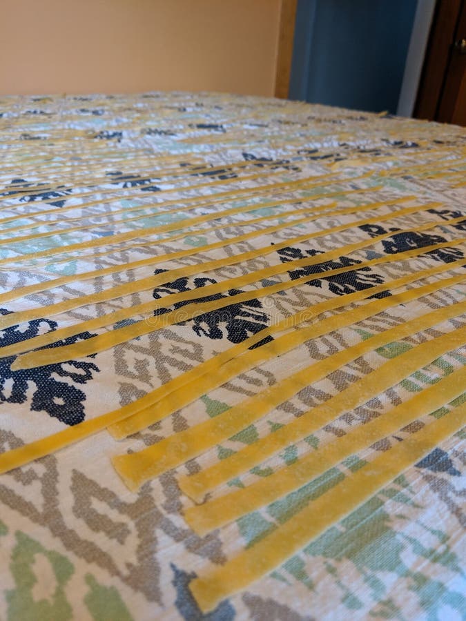 Drying homemade pasta stock images