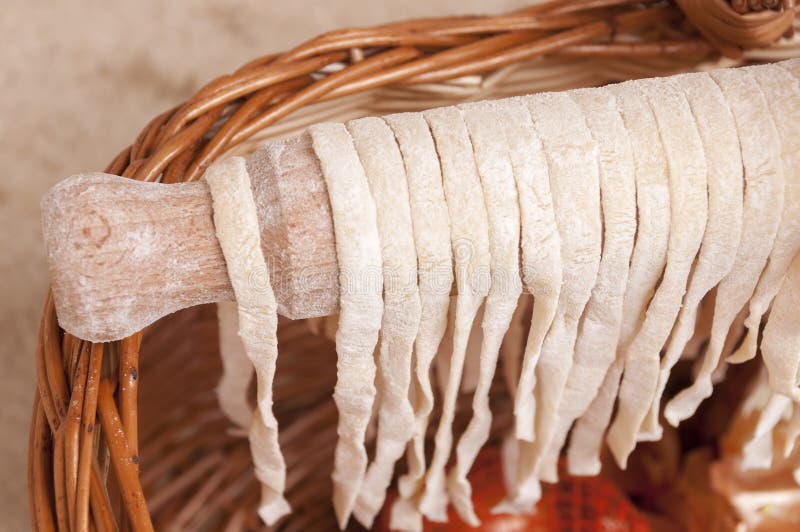Drying traditional homemade pasta stock images